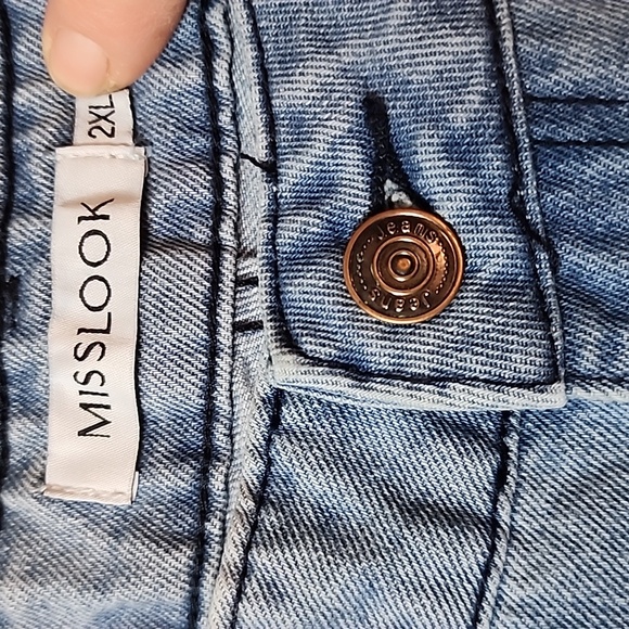 Y2K🔮MISSLOOK DENIM HAND PAINTED FLORAL STRAIGHT LEG JEANS Sz 2XL - Picture 5 of 5